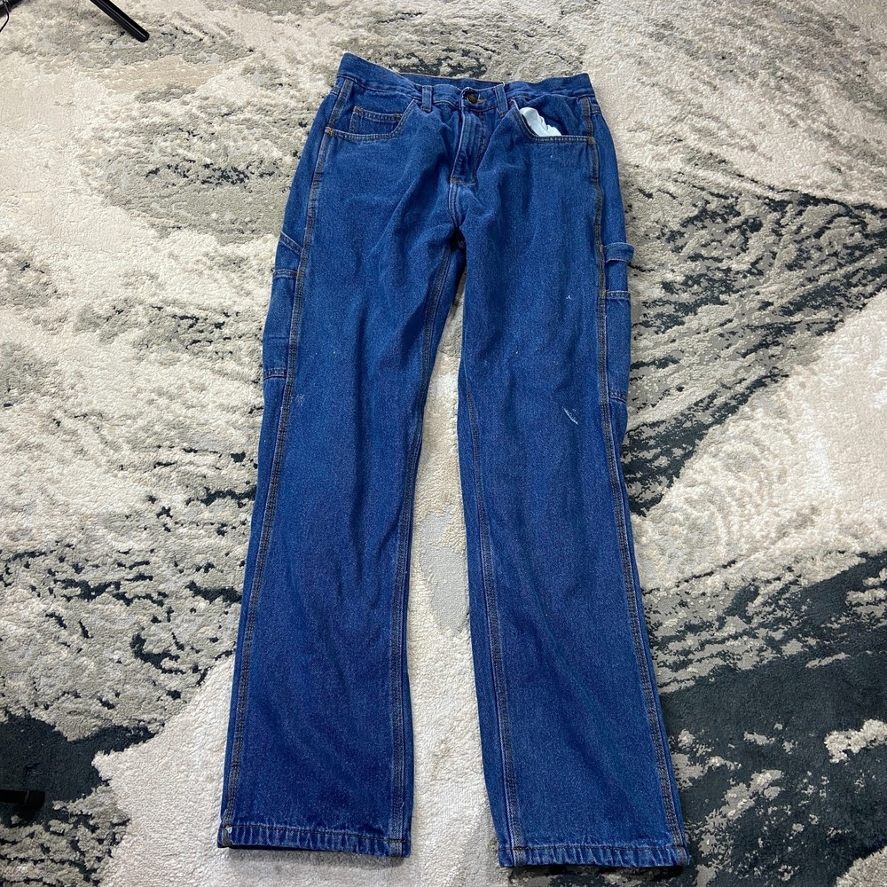 Berne Apparel Dungaree Carpenter Jeans Men 31x34 Blue Denim Flannel Lined Cotton